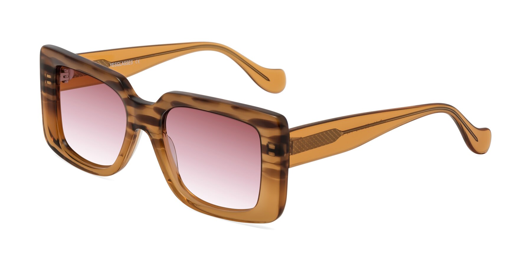 Angle of Bahia in Amber Striped with Garnet Gradient Lenses