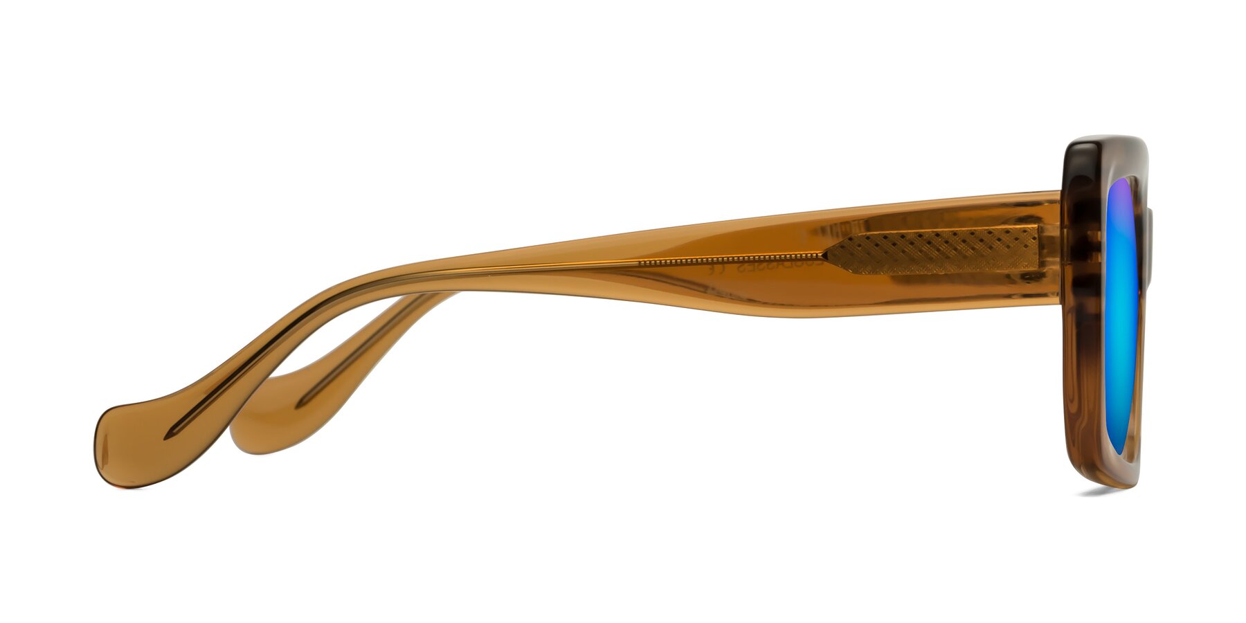 Side of Bahia in Amber Striped with Blue Mirrored Lenses