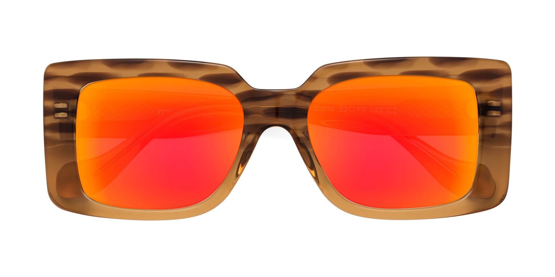 Folded Front of Bahia in Amber Striped with Red Gold Mirrored Lenses
