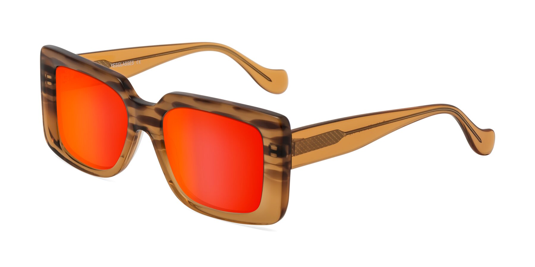 Angle of Bahia in Amber Striped with Red Gold Mirrored Lenses