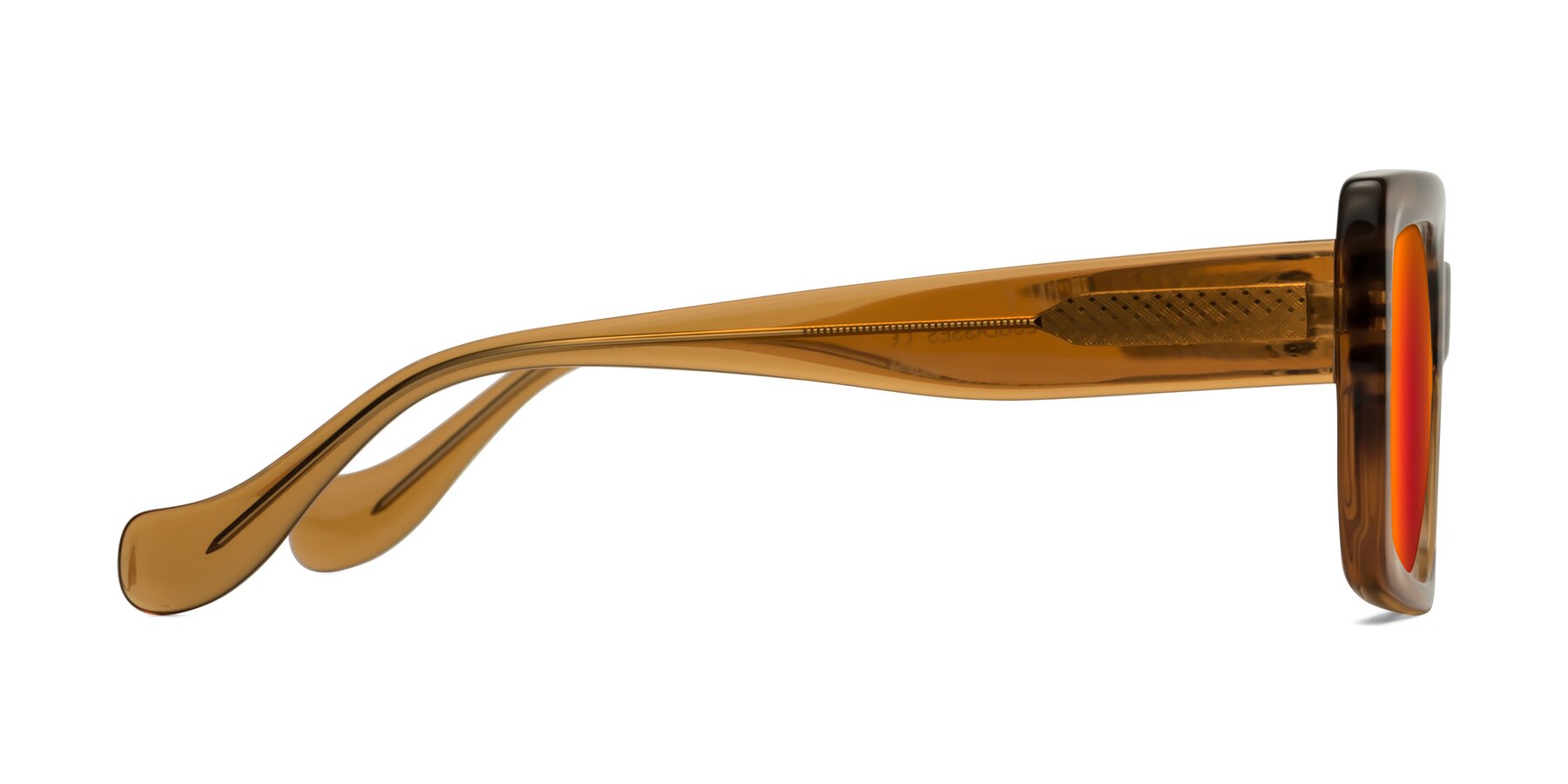 Side of Bahia in Amber Striped with Red Gold Mirrored Lenses