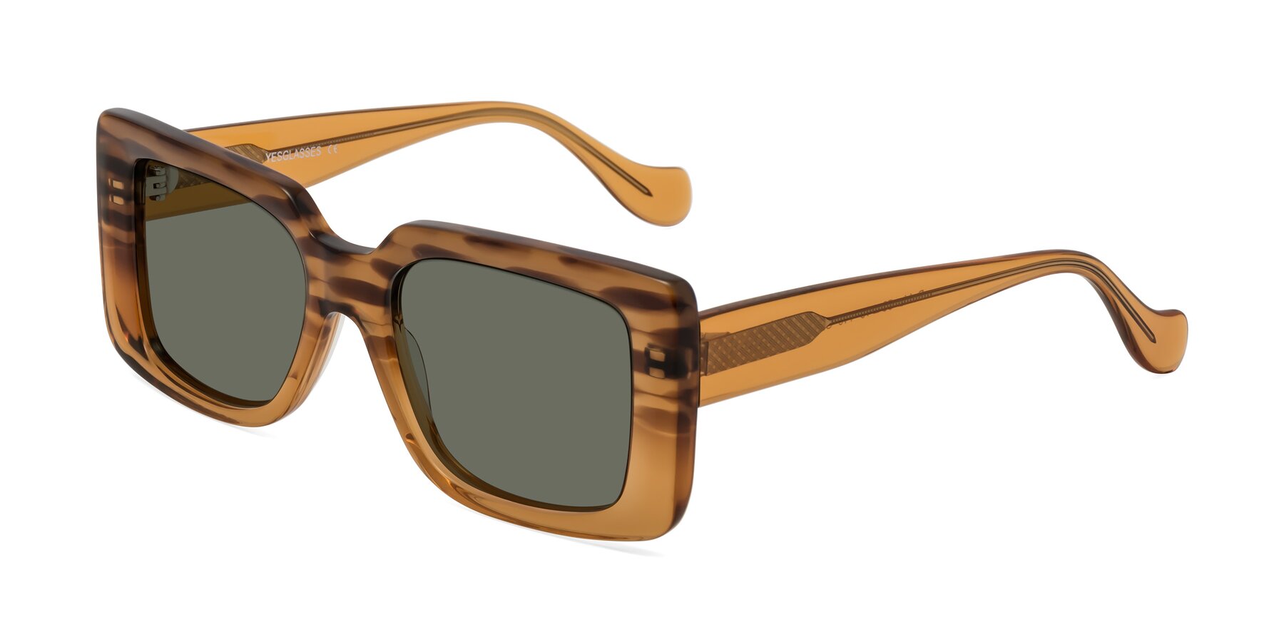 Angle of Bahia in Amber Striped with Gray Polarized Lenses