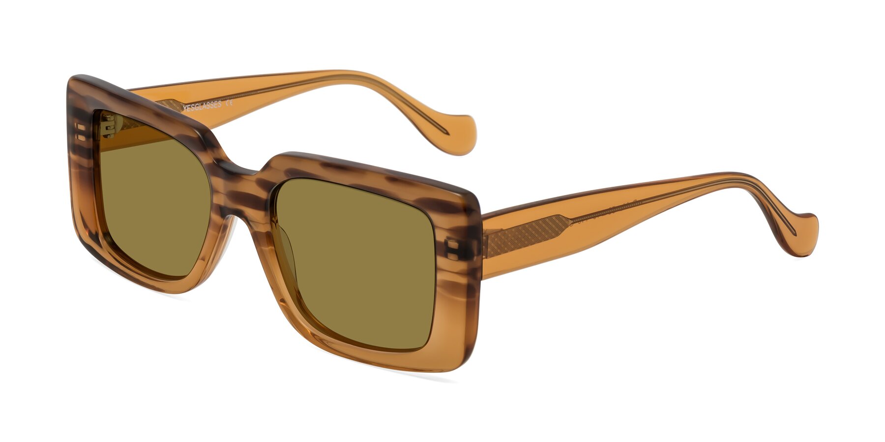 Angle of Bahia in Amber Striped with Brown Polarized Lenses