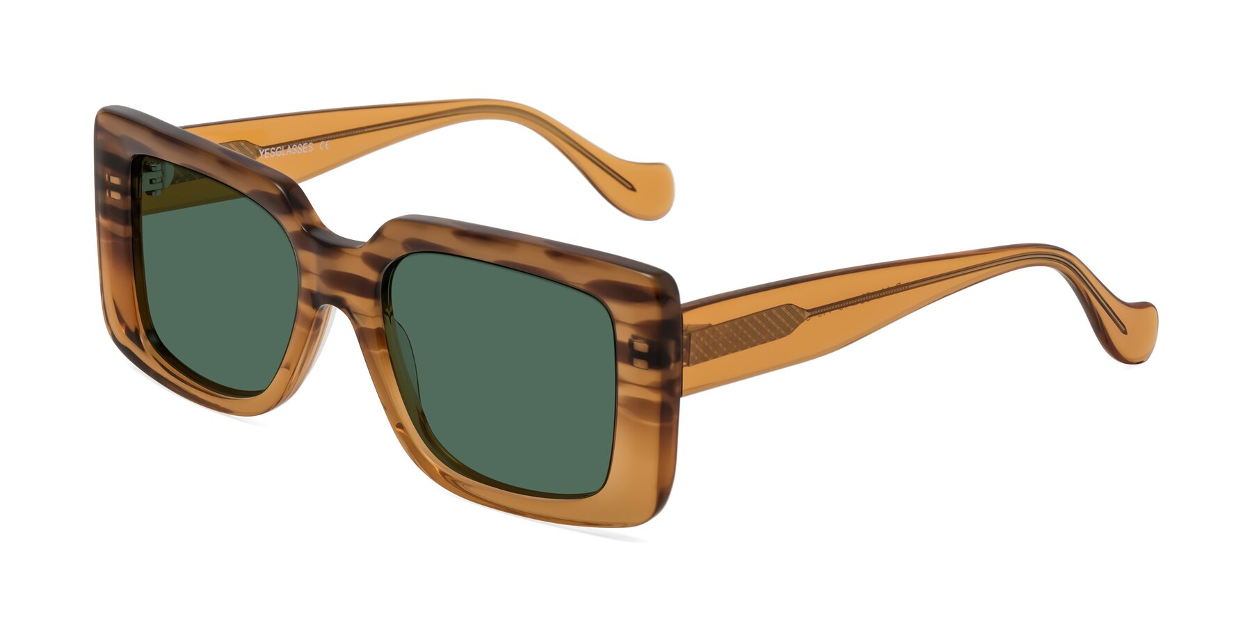 Angle of Bahia in Amber Striped with Green Polarized Lenses