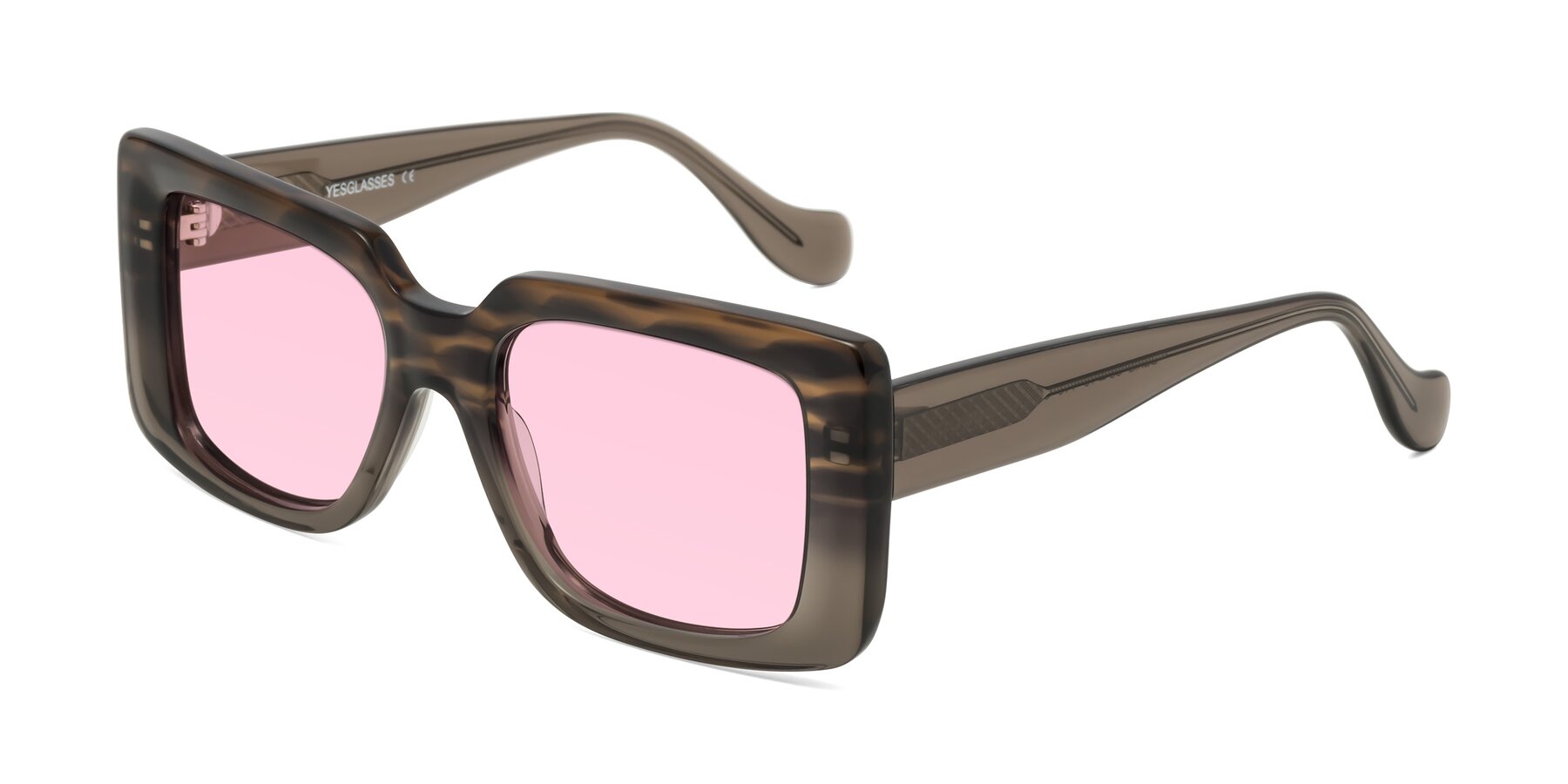 Angle of Bahia in Gray Striped with Light Pink Tinted Lenses