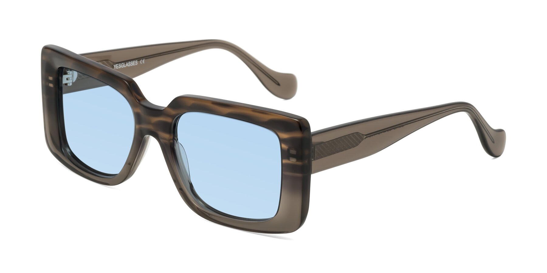Angle of Bahia in Gray Striped with Light Blue Tinted Lenses