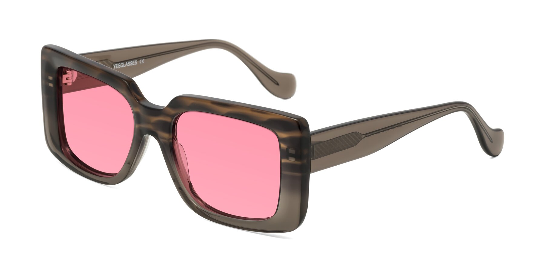 Angle of Bahia in Gray Striped with Pink Tinted Lenses
