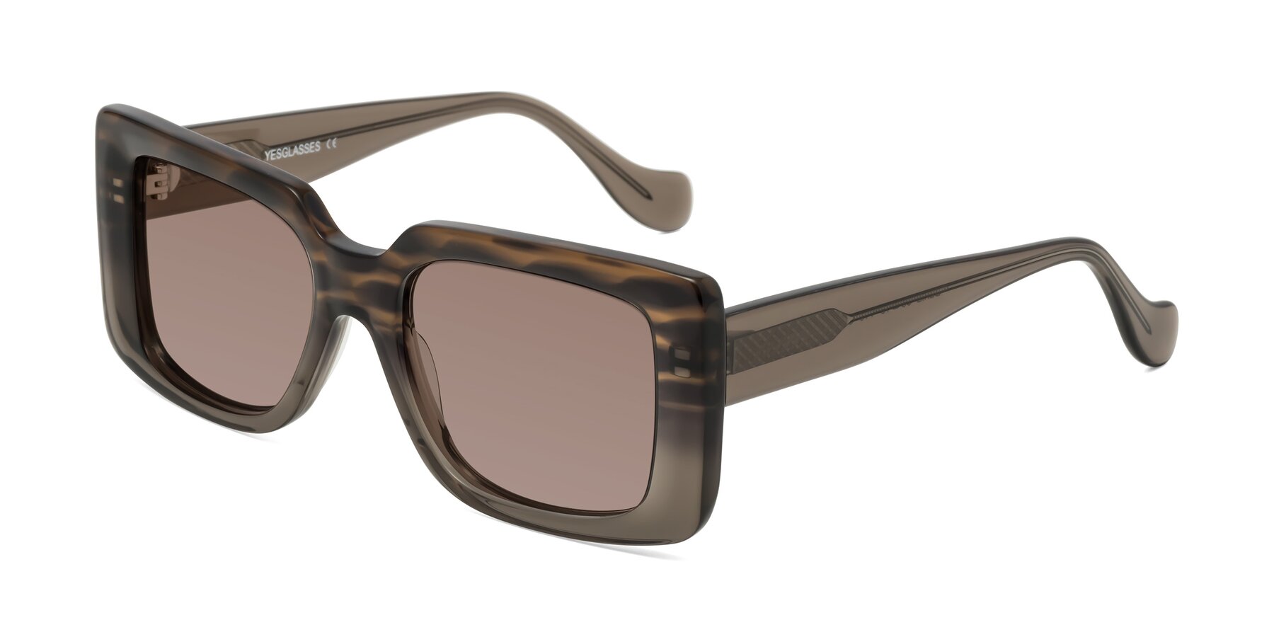 Angle of Bahia in Gray Striped with Medium Brown Tinted Lenses