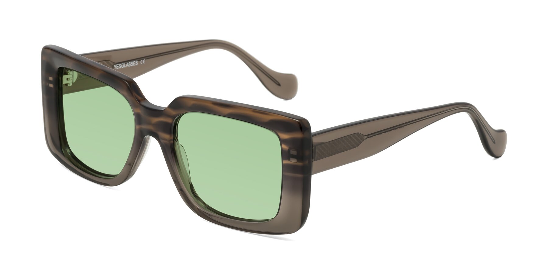 Angle of Bahia in Gray Striped with Medium Green Tinted Lenses