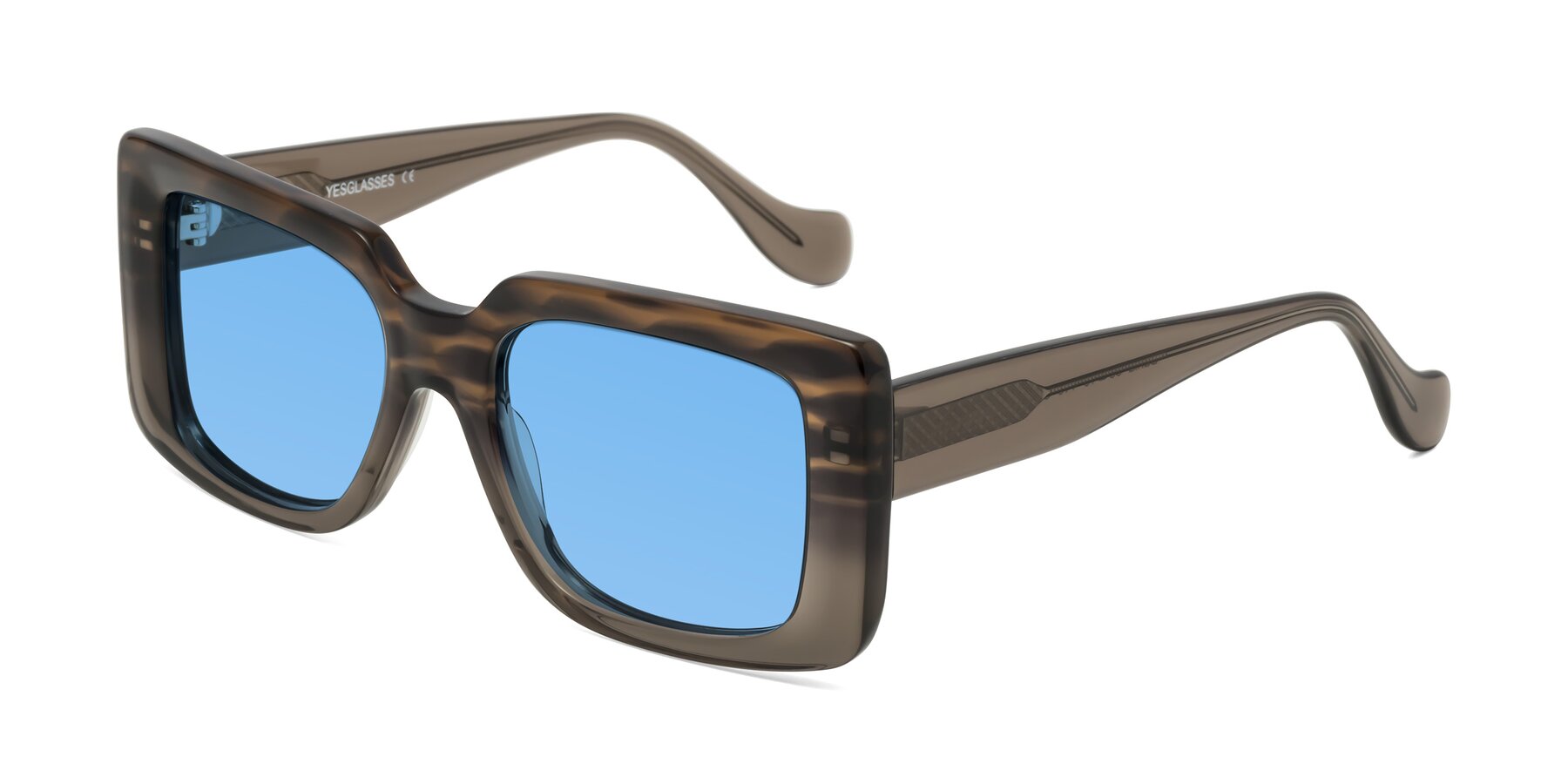 Angle of Bahia in Gray Striped with Medium Blue Tinted Lenses