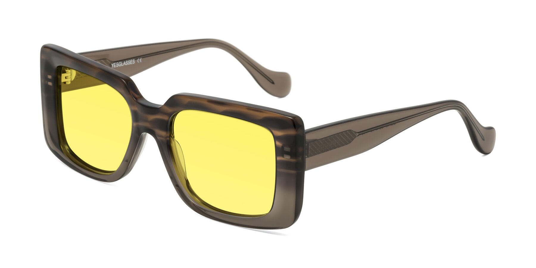 Angle of Bahia in Gray Striped with Medium Yellow Tinted Lenses