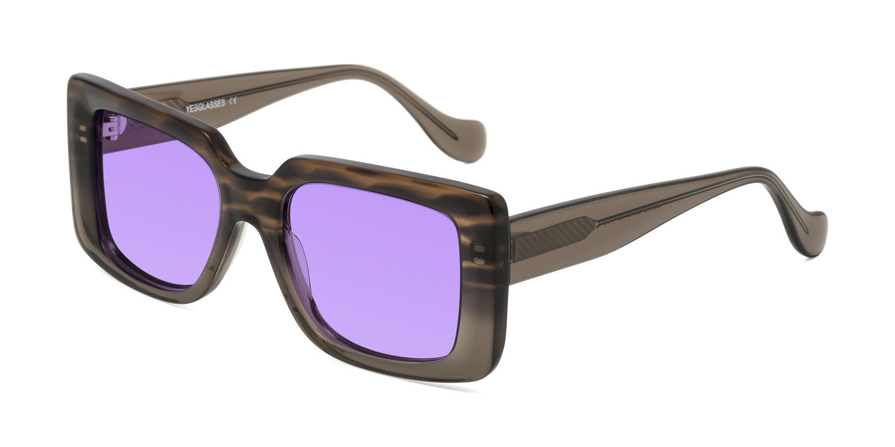 Angle of Bahia in Gray Striped with Medium Purple Tinted Lenses
