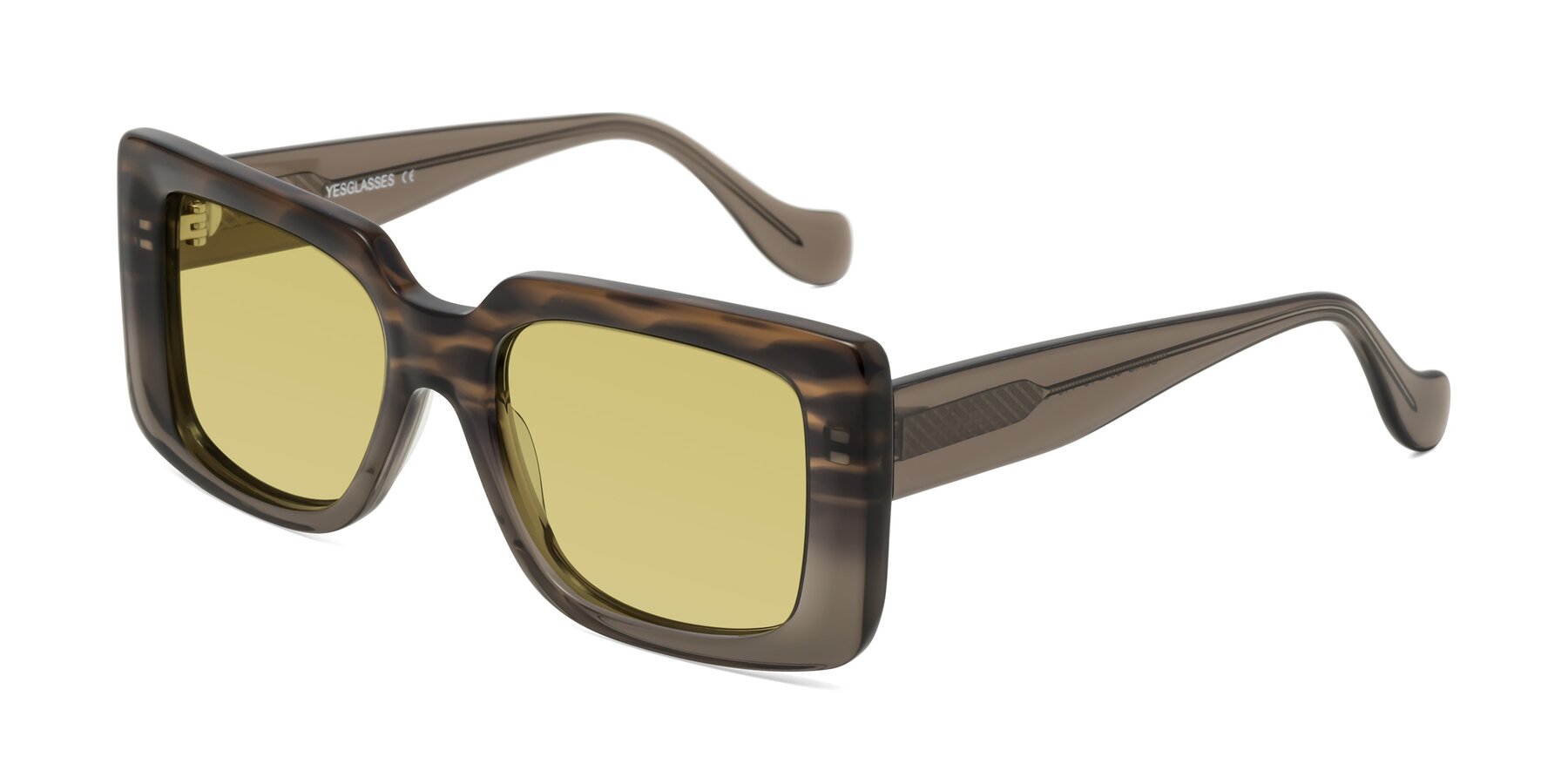 Angle of Bahia in Gray Striped with Medium Champagne Tinted Lenses