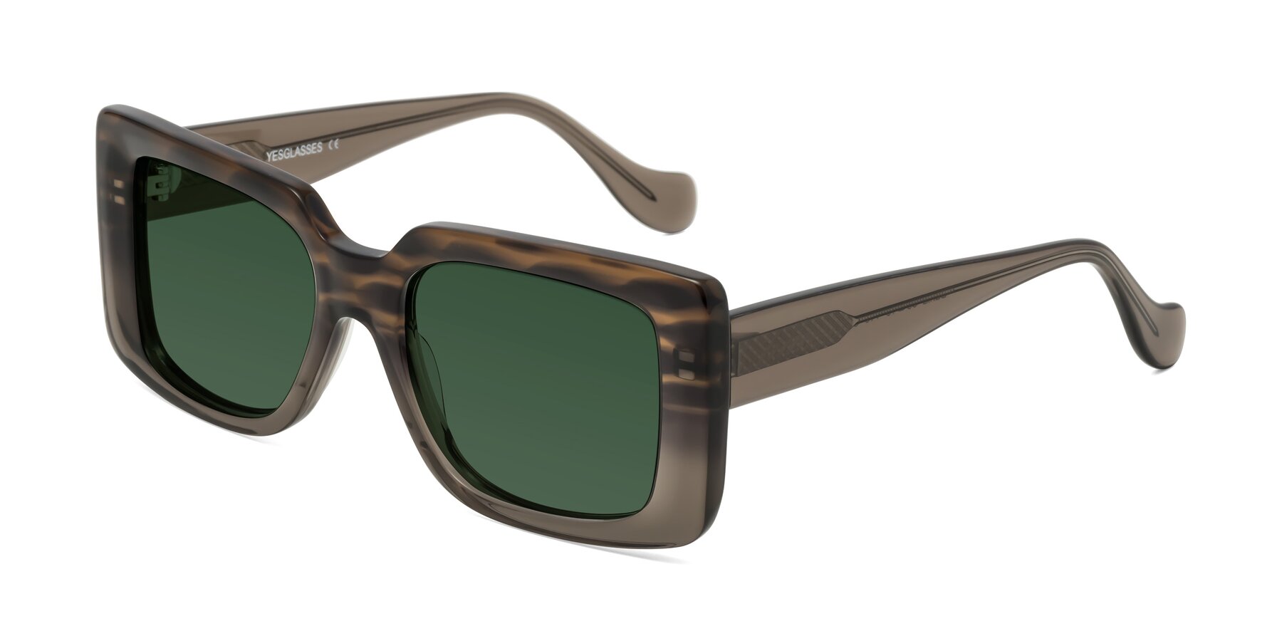 Angle of Bahia in Gray Striped with Green Tinted Lenses