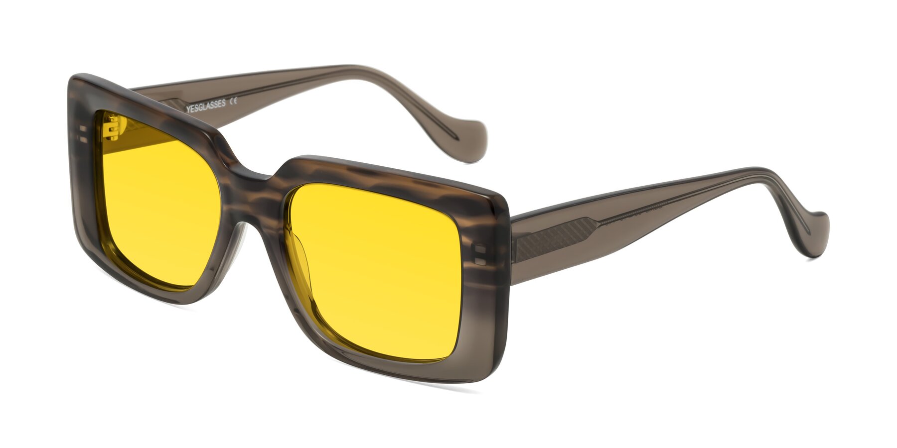 Angle of Bahia in Gray Striped with Yellow Tinted Lenses