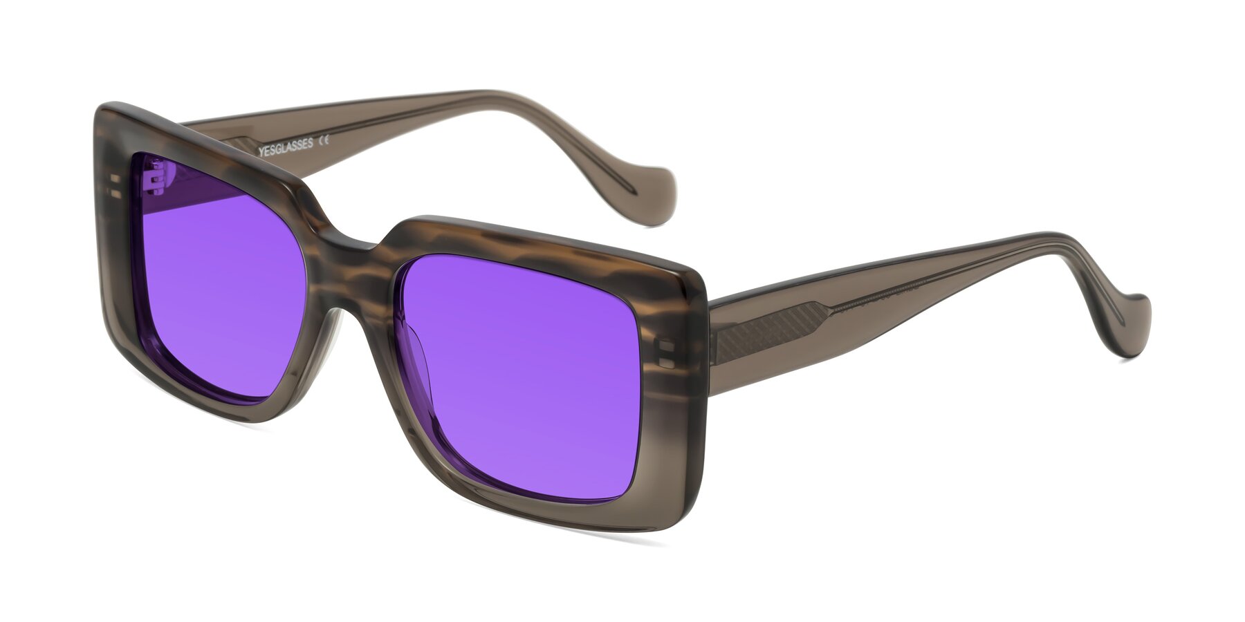 Angle of Bahia in Gray Striped with Purple Tinted Lenses