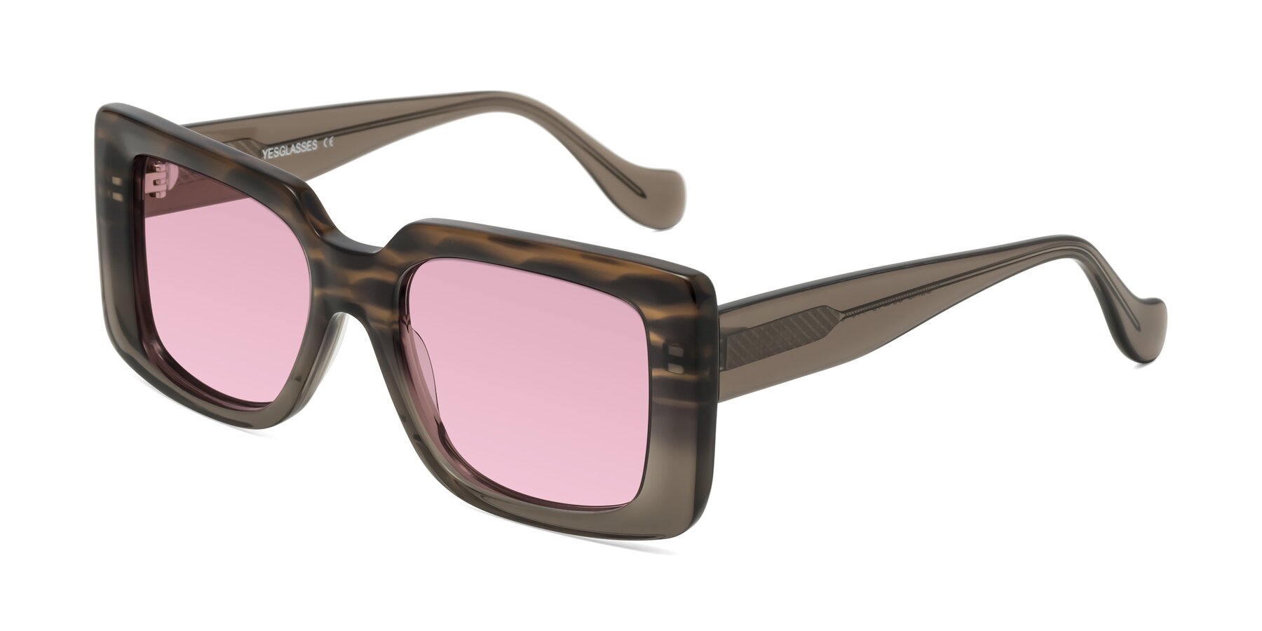 Angle of Bahia in Gray Striped with Light Wine Tinted Lenses