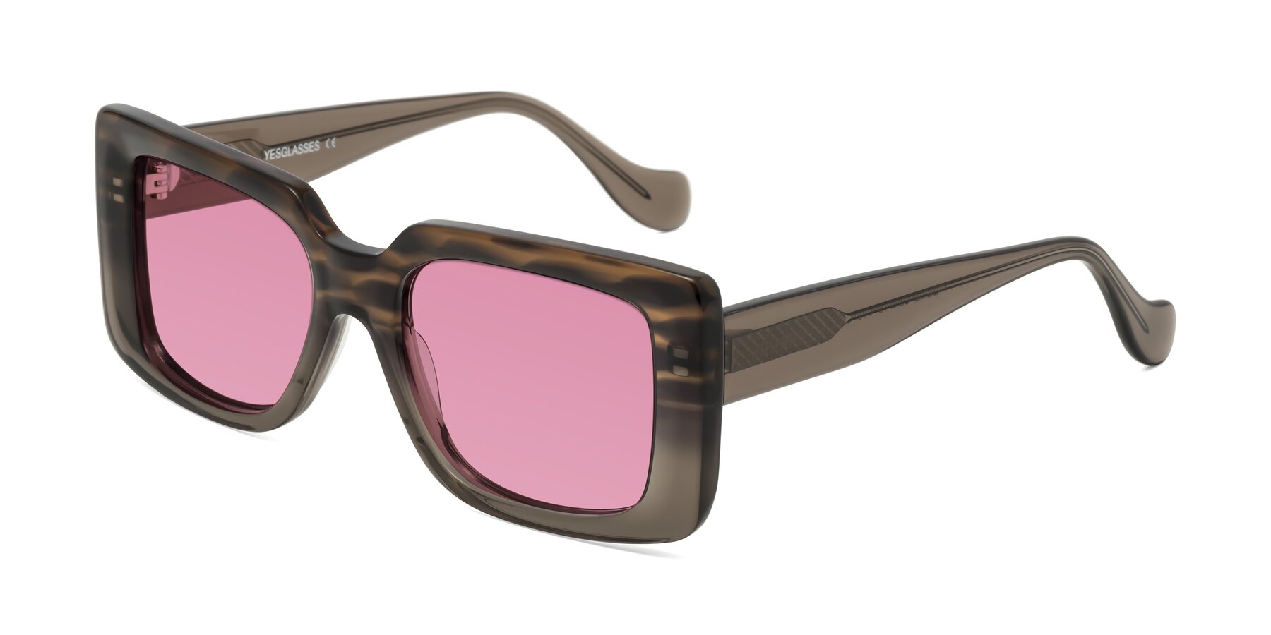 Angle of Bahia in Gray Striped with Medium Wine Tinted Lenses