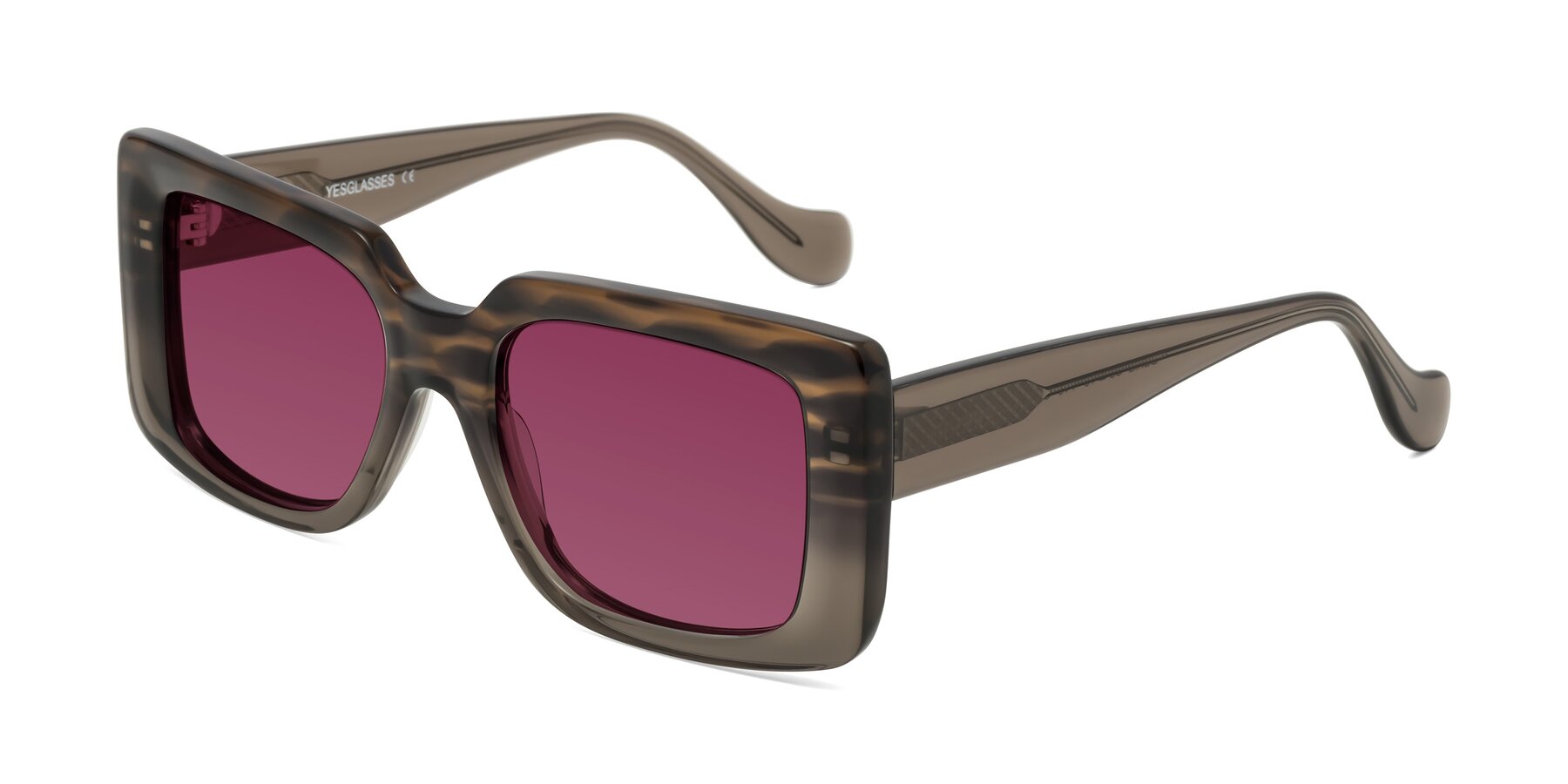 Angle of Bahia in Gray Striped with Wine Tinted Lenses