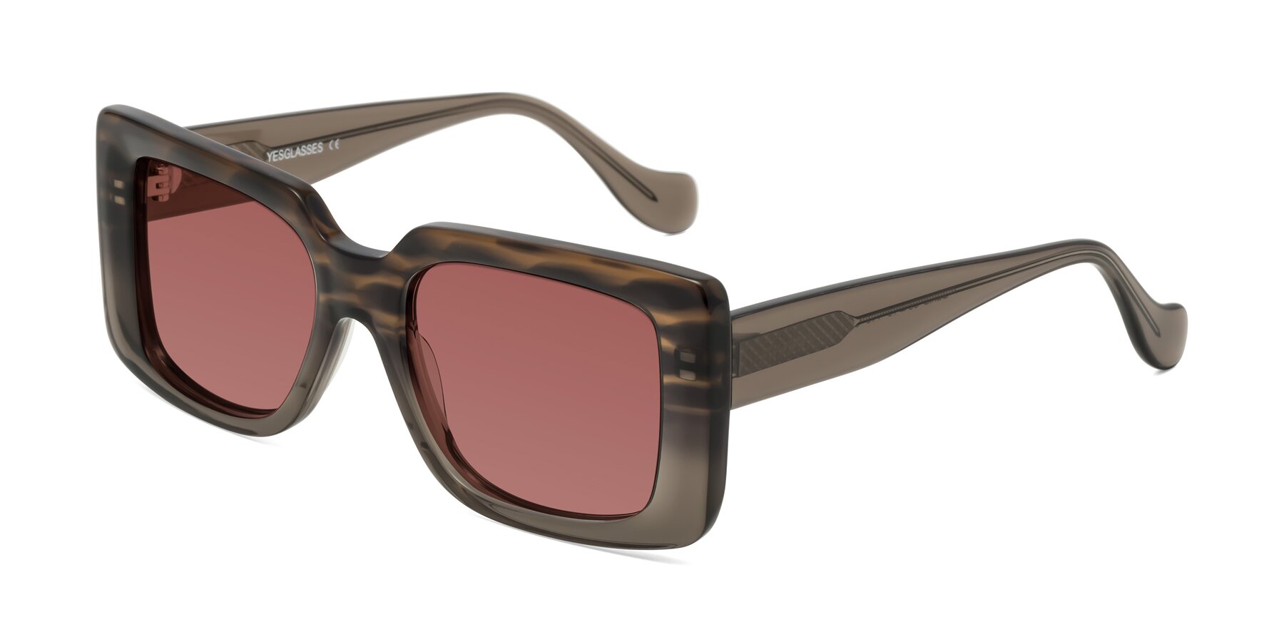 Angle of Bahia in Gray Striped with Garnet Tinted Lenses