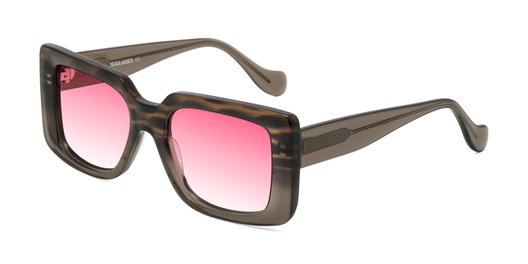 Angle of Bahia in Gray Striped with Pink Gradient Lenses