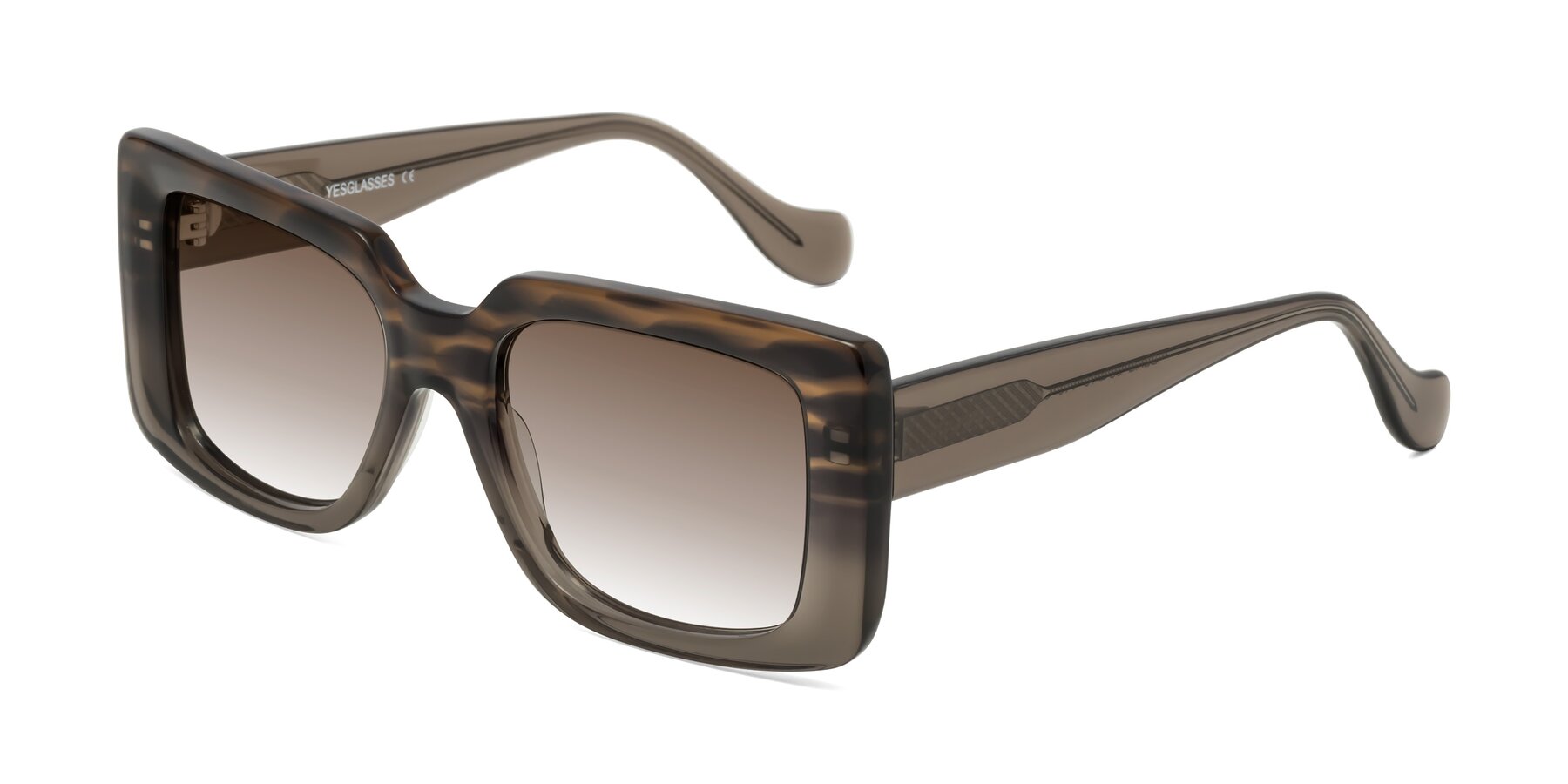 Angle of Bahia in Gray Striped with Brown Gradient Lenses