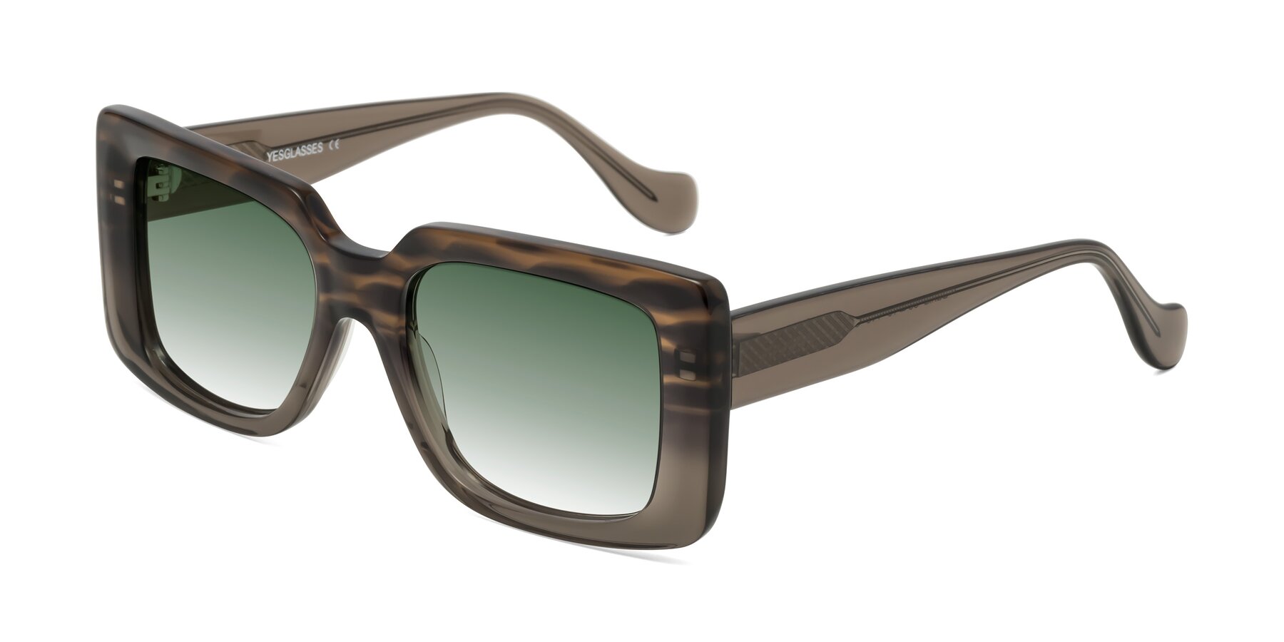 Angle of Bahia in Gray Striped with Green Gradient Lenses