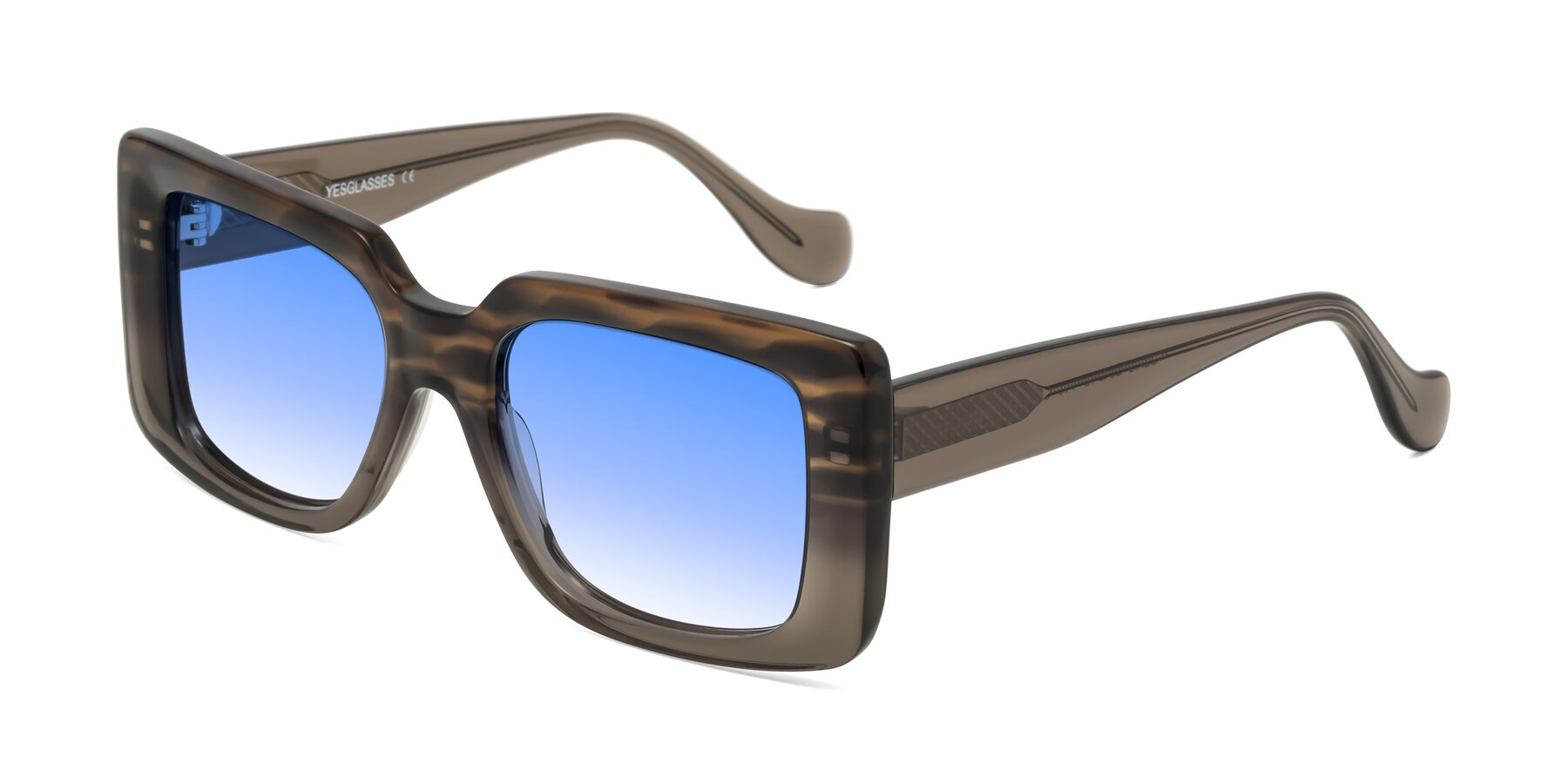 Angle of Bahia in Gray Striped with Blue Gradient Lenses