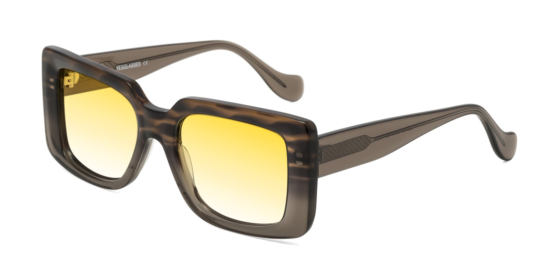 Angle of Bahia in Gray Striped with Yellow Gradient Lenses