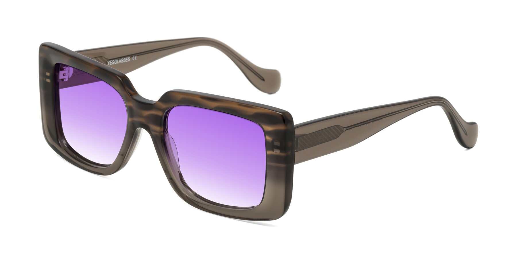 Angle of Bahia in Gray Striped with Purple Gradient Lenses