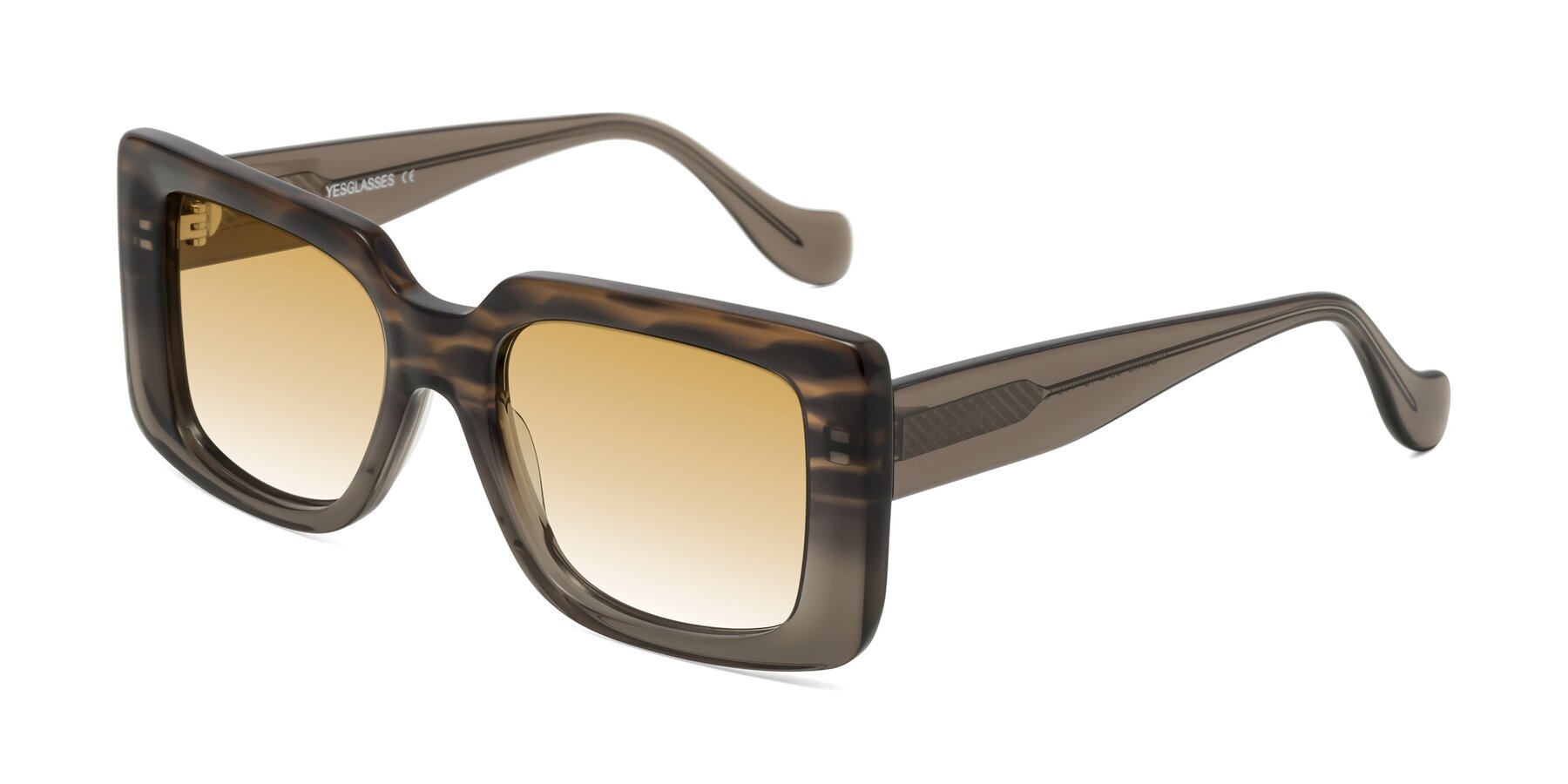 Angle of Bahia in Gray Striped with Champagne Gradient Lenses