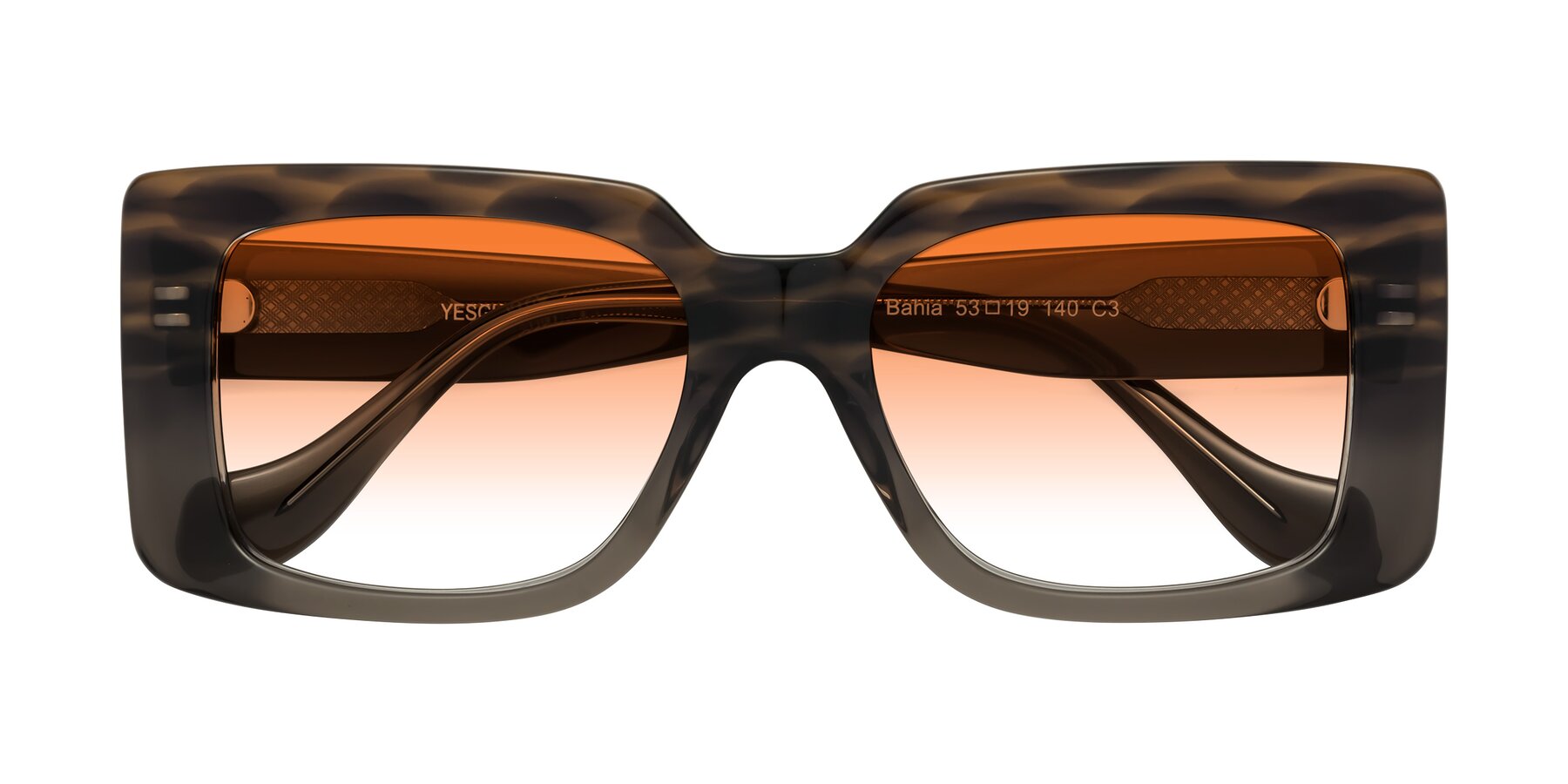 Folded Front of Bahia in Gray Striped with Orange Gradient Lenses