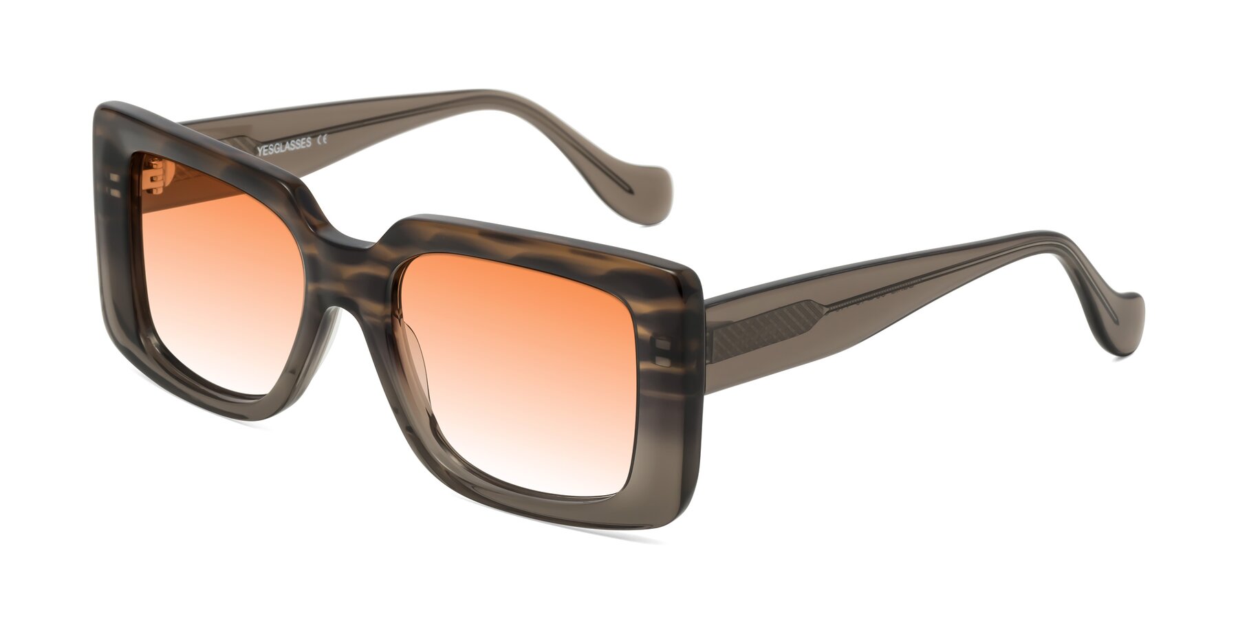 Angle of Bahia in Gray Striped with Orange Gradient Lenses