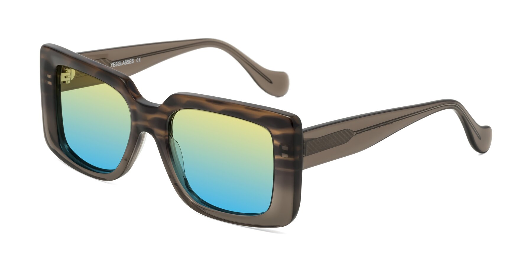Angle of Bahia in Gray Striped with Yellow / Blue Gradient Lenses
