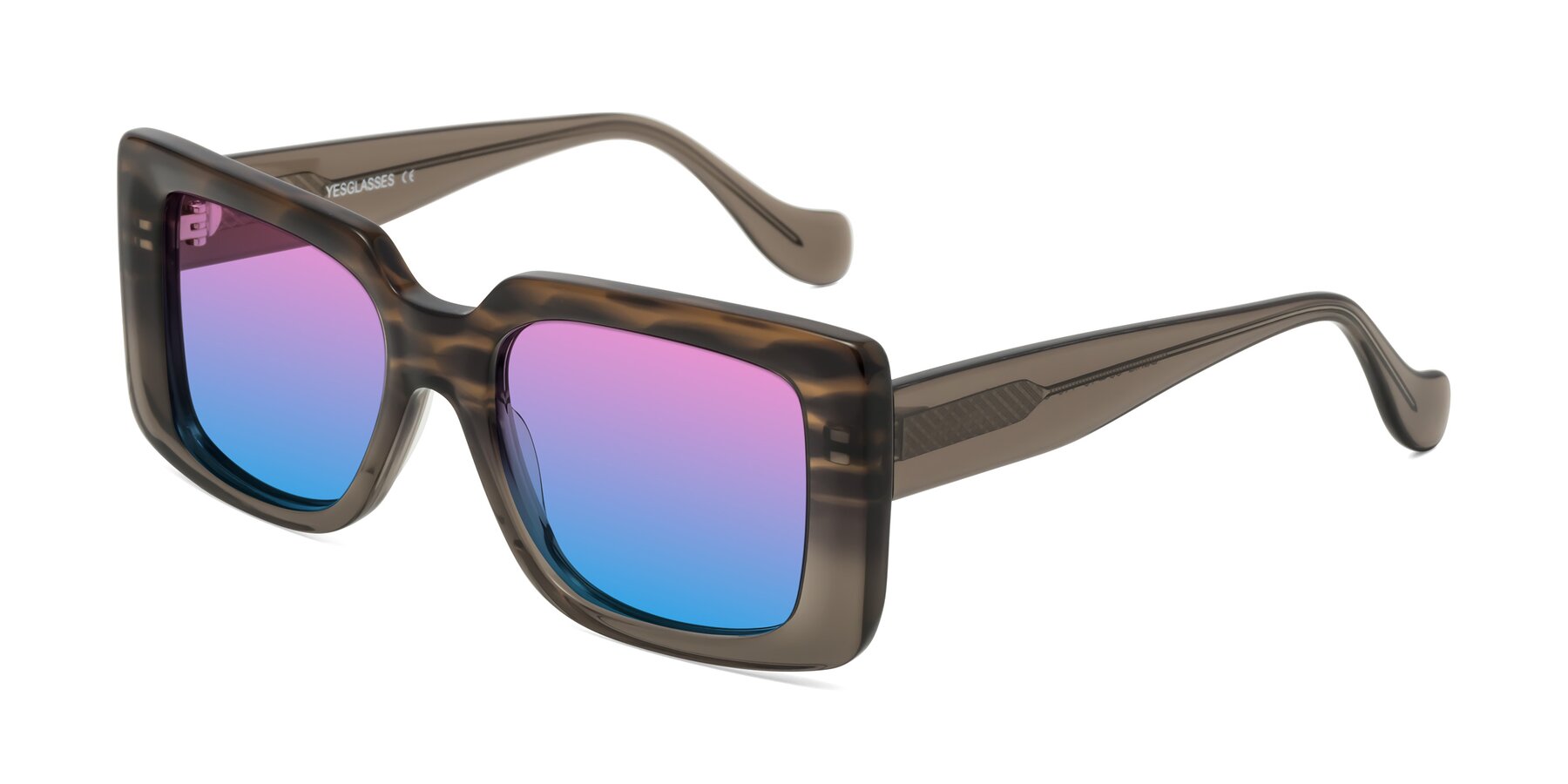 Angle of Bahia in Gray Striped with Pink / Blue Gradient Lenses