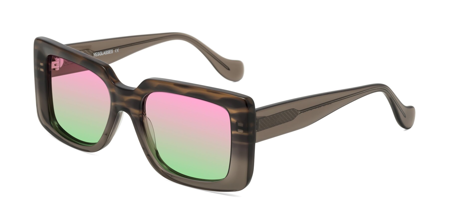 Angle of Bahia in Gray Striped with Pink / Green Gradient Lenses