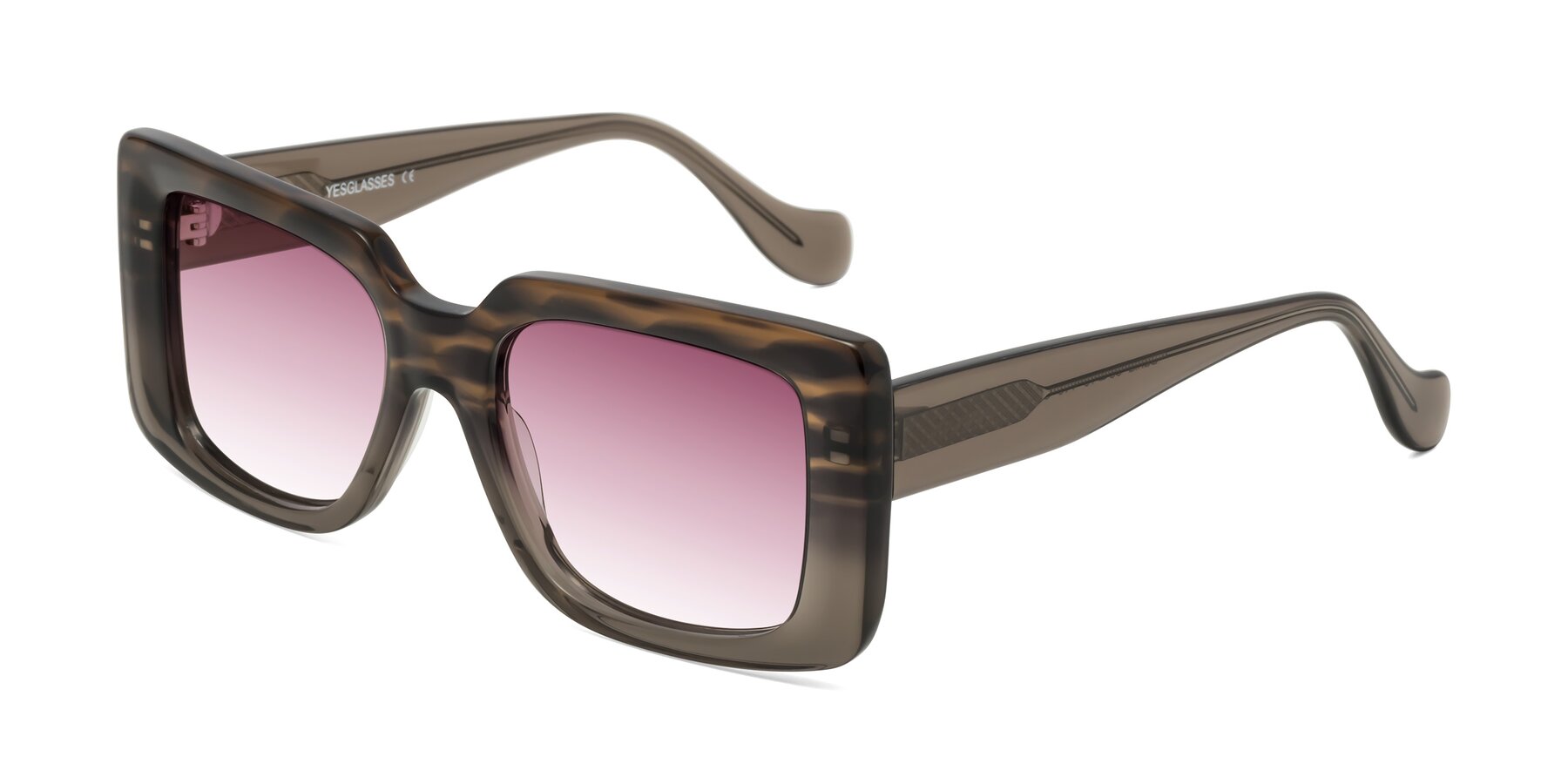 Angle of Bahia in Gray Striped with Wine Gradient Lenses