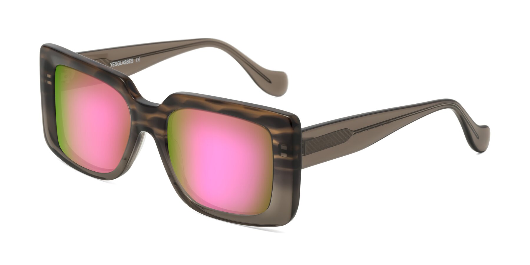 Angle of Bahia in Gray Striped with Pink Mirrored Lenses