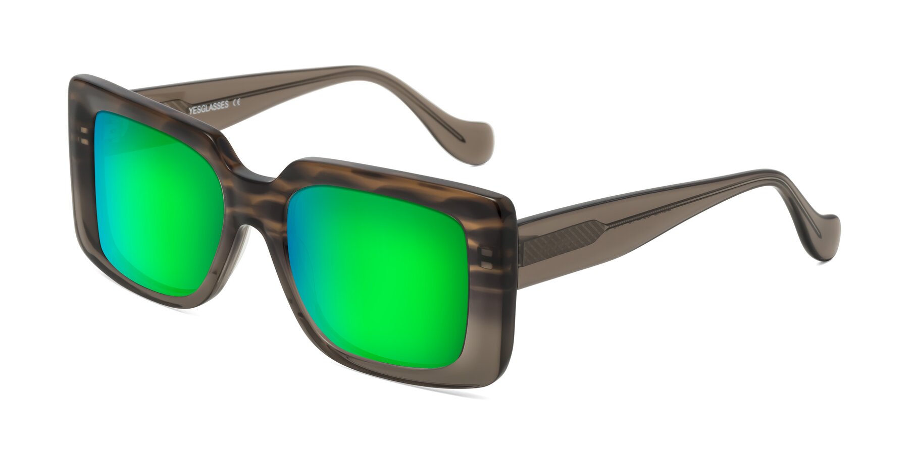 Angle of Bahia in Gray Striped with Green Mirrored Lenses