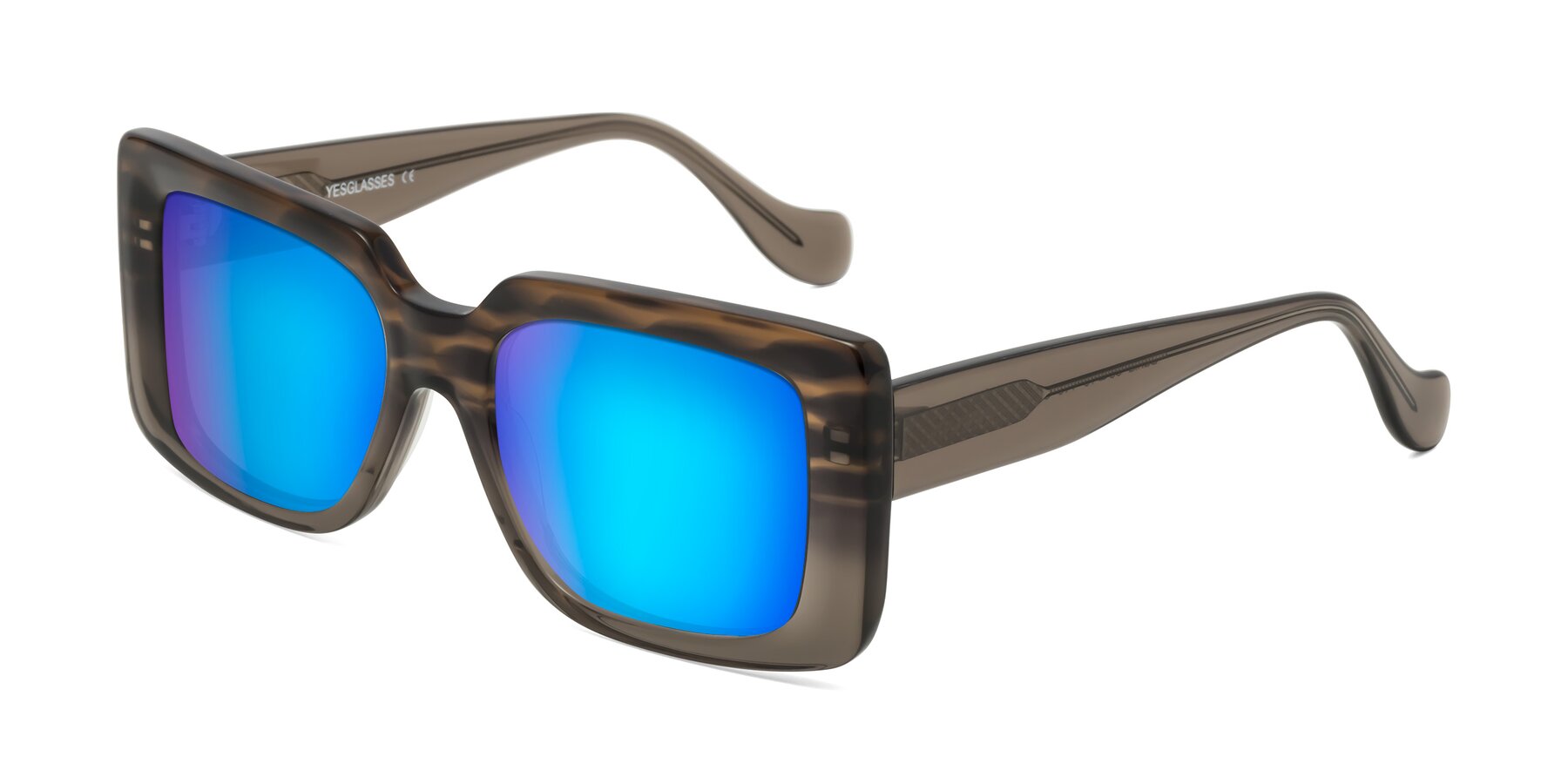 Angle of Bahia in Gray Striped with Blue Mirrored Lenses
