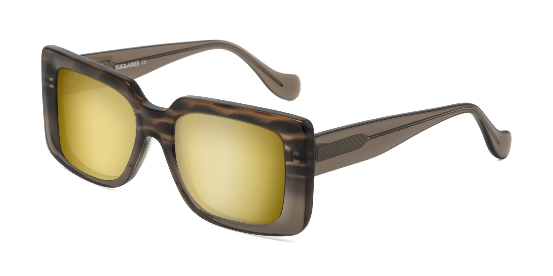 Angle of Bahia in Gray Striped with Gold Mirrored Lenses