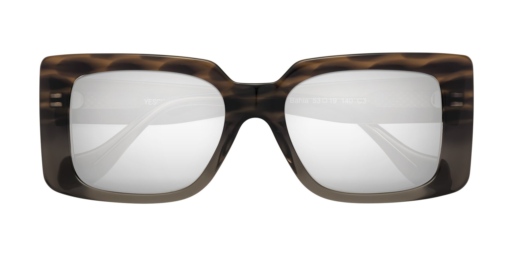 Folded Front of Bahia in Gray Striped with Silver Mirrored Lenses