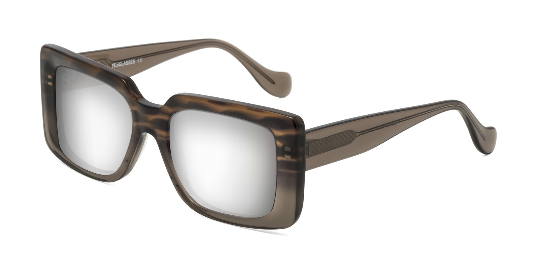 Angle of Bahia in Gray Striped with Silver Mirrored Lenses