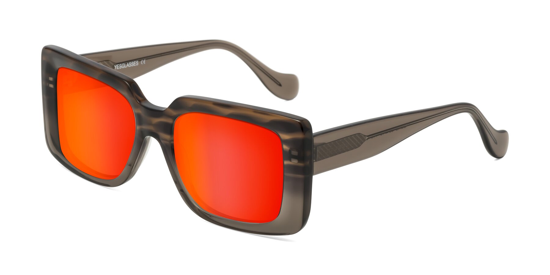 Angle of Bahia in Gray Striped with Red Gold Mirrored Lenses