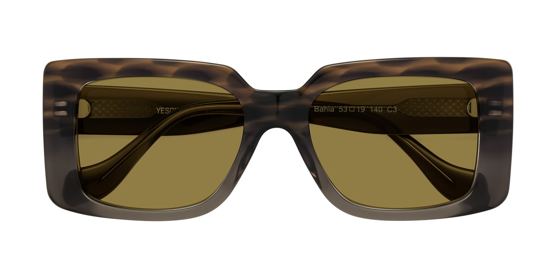 Folded Front of Bahia in Gray Striped with Brown Polarized Lenses