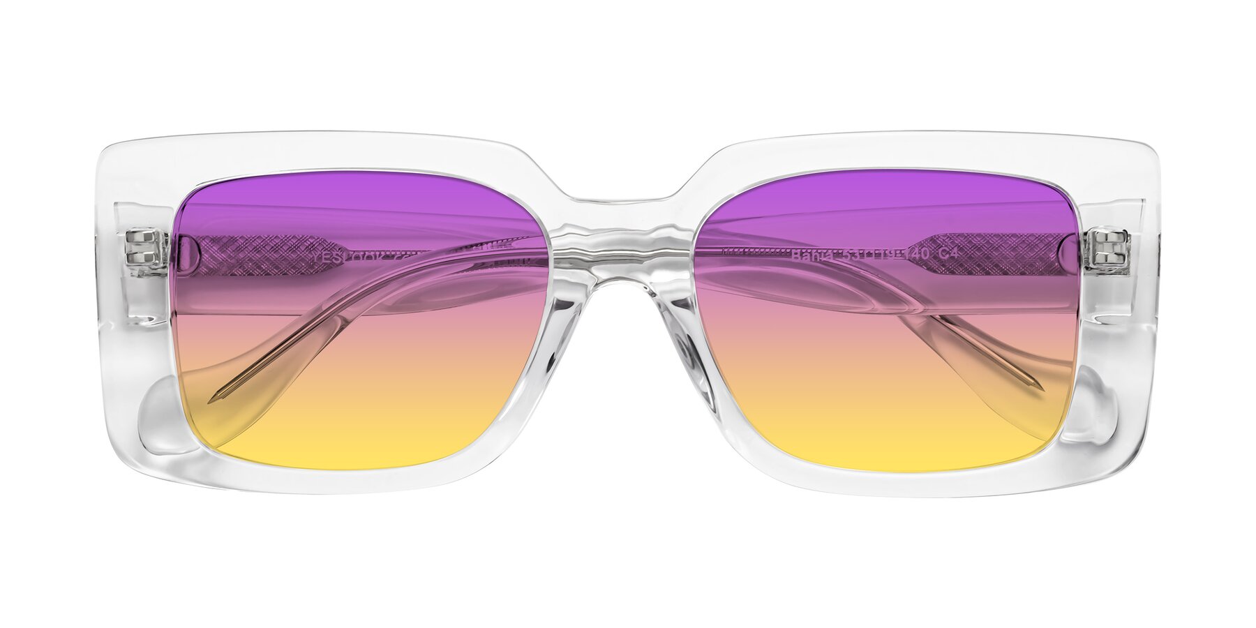 Folded Front of Bahia in Clear with Purple / Yellow Gradient Lenses