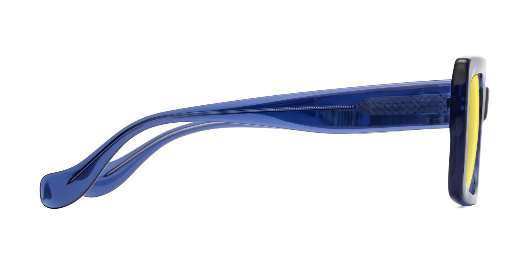 Side of Bahia in Navy Blue with Medium Yellow Tinted Lenses