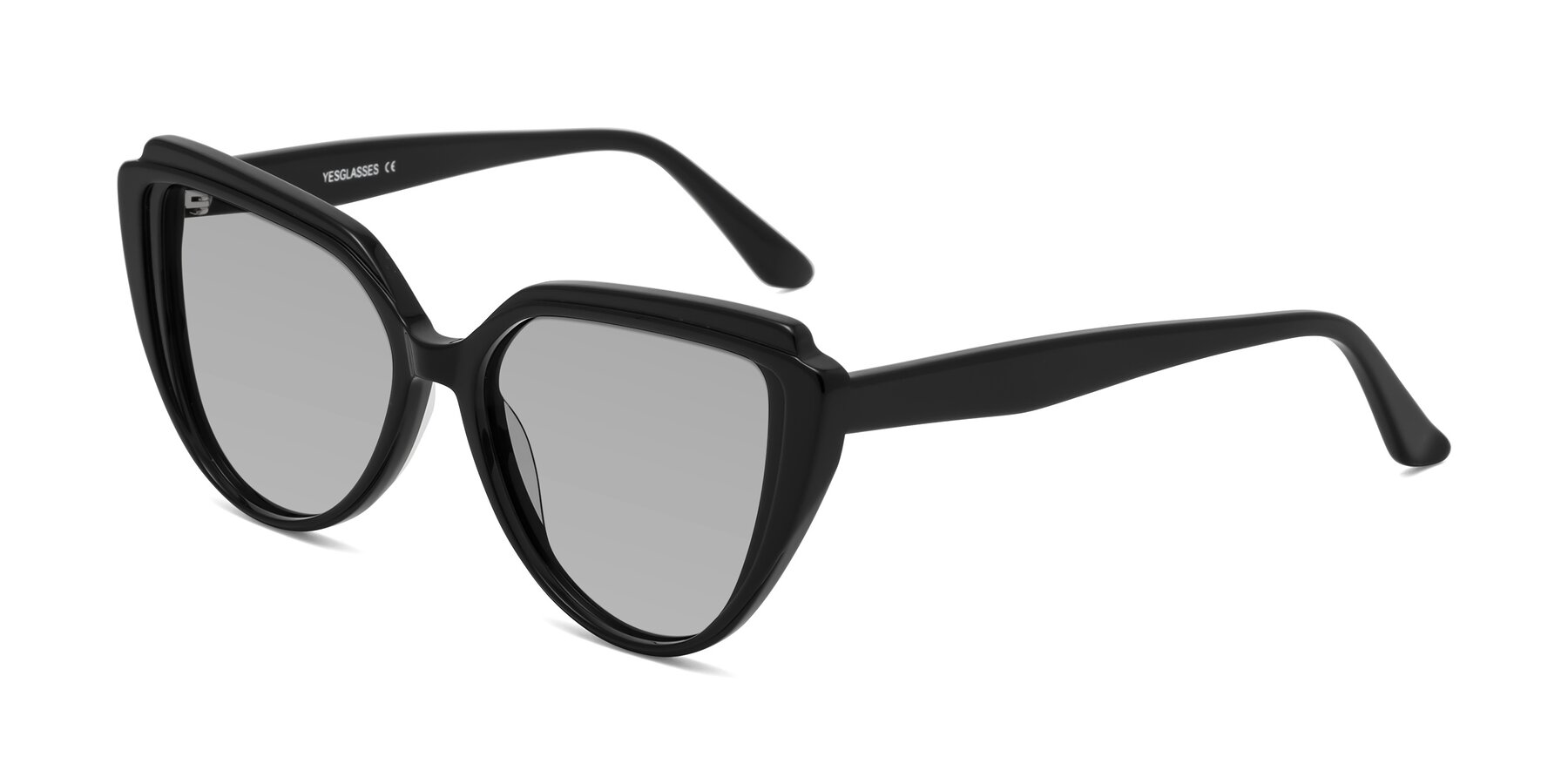 Angle of Zubar in Black with Light Gray Tinted Lenses