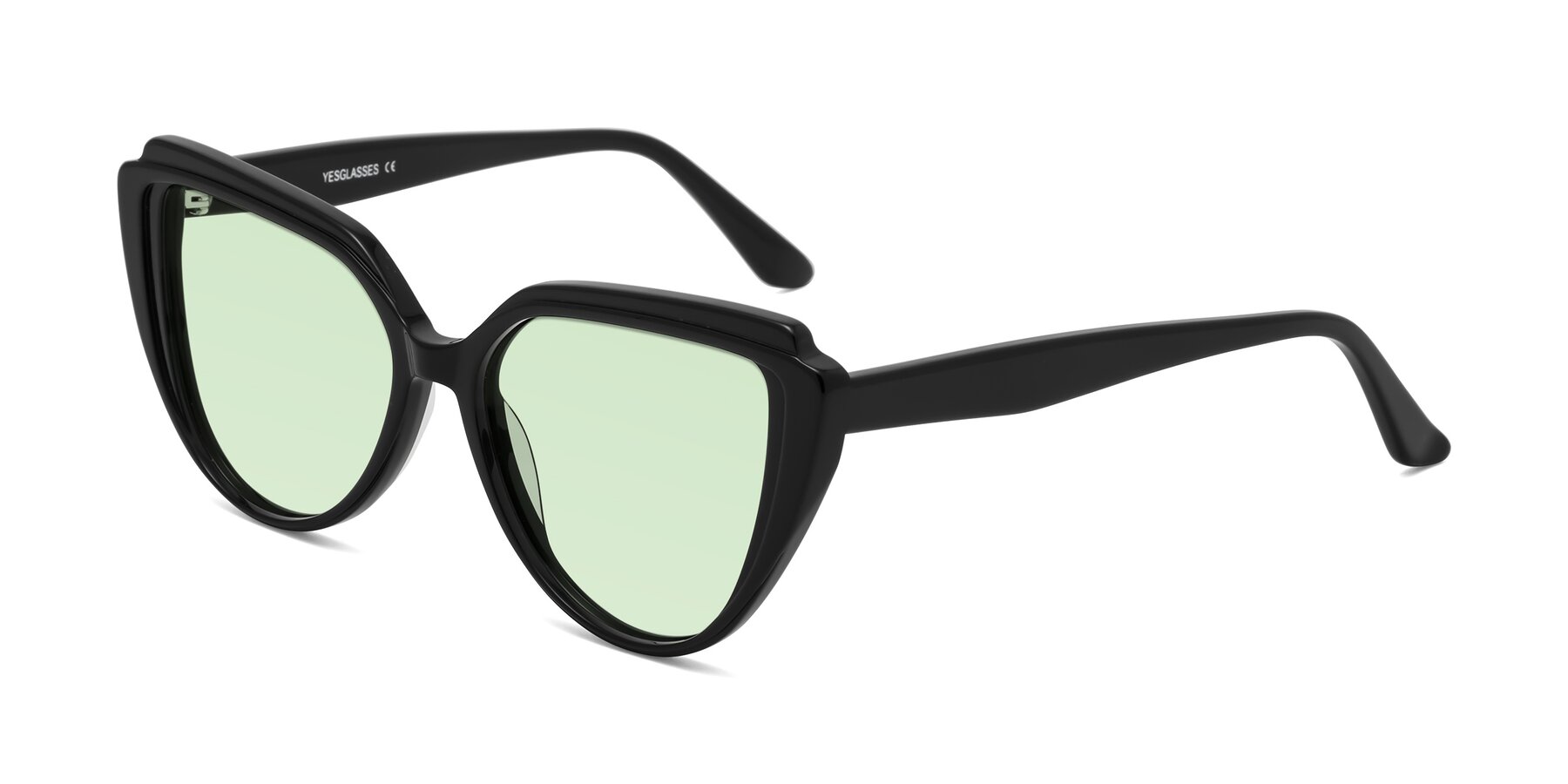 Angle of Zubar in Black with Light Green Tinted Lenses