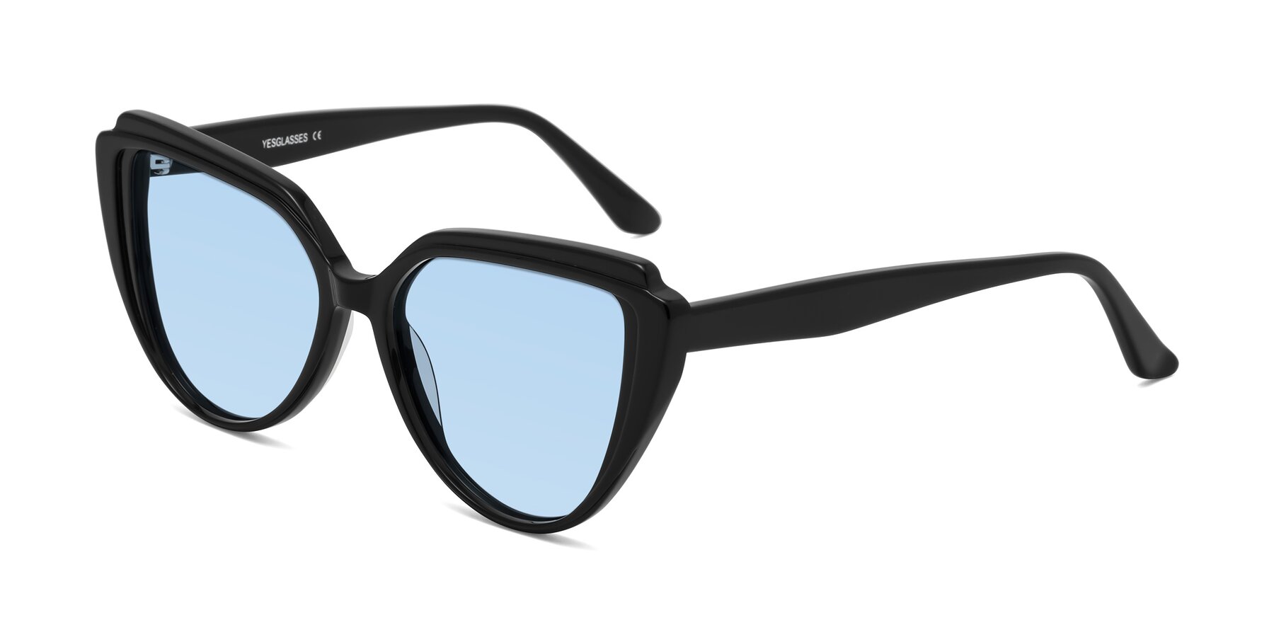 Angle of Zubar in Black with Light Blue Tinted Lenses